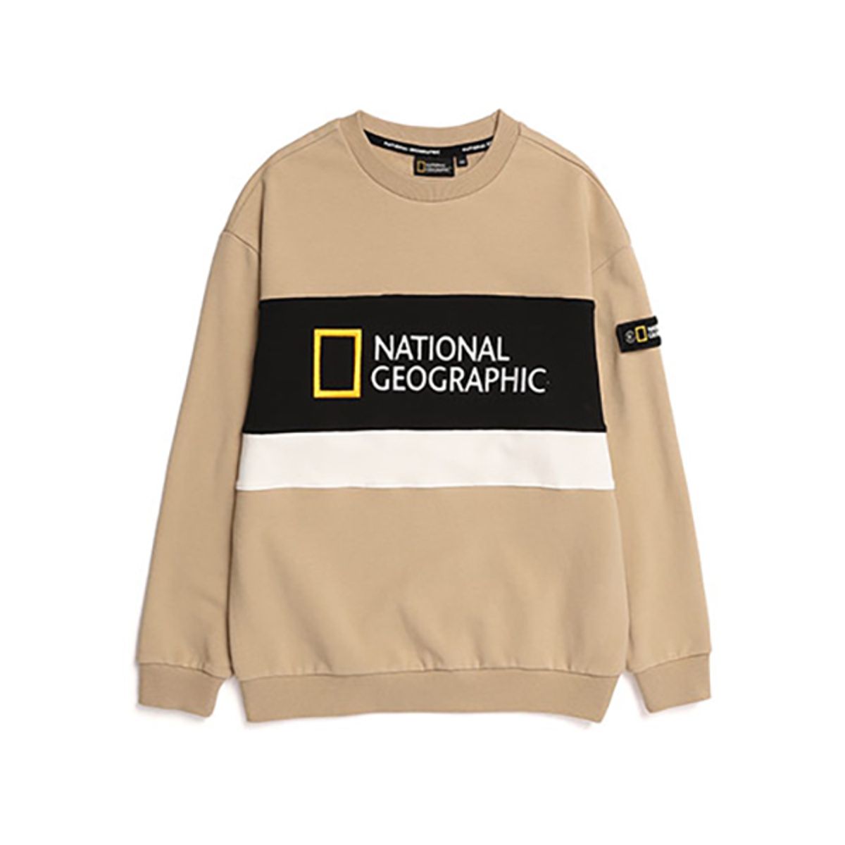 내셔널지오그래픽 키즈(NATIONAL GEOGRAPHIC KIDS) N213KSW050 3단 절개배색 맨투맨 BEIGE