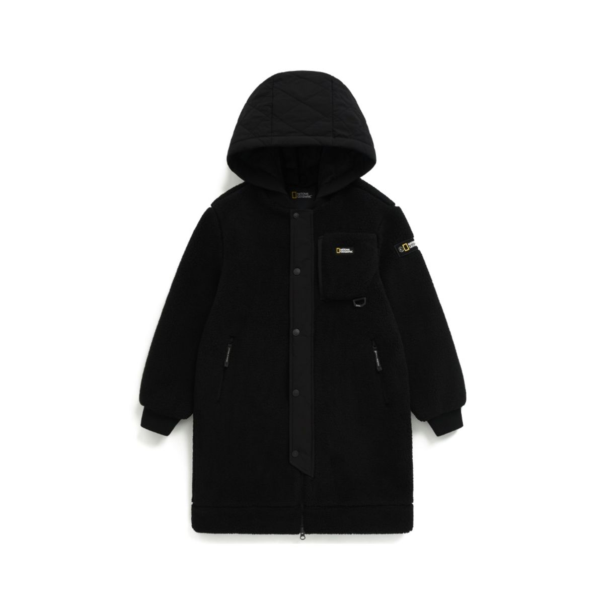 내셔널지오그래픽 키즈(NATIONAL GEOGRAPHIC KIDS) K234UFJ030 우븐배색 롱 플리스 자켓 CARBONBLACK