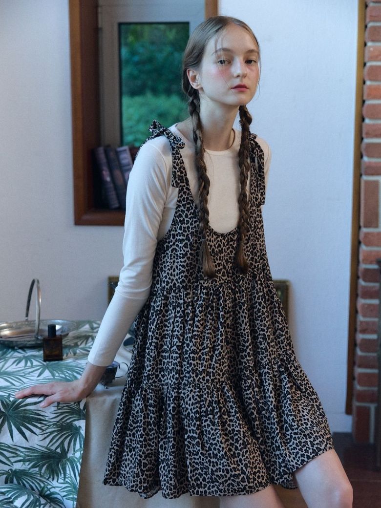 leopard round mini dress_brown