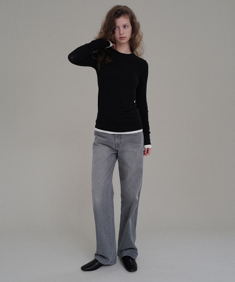 Brush washed denim (gray)
