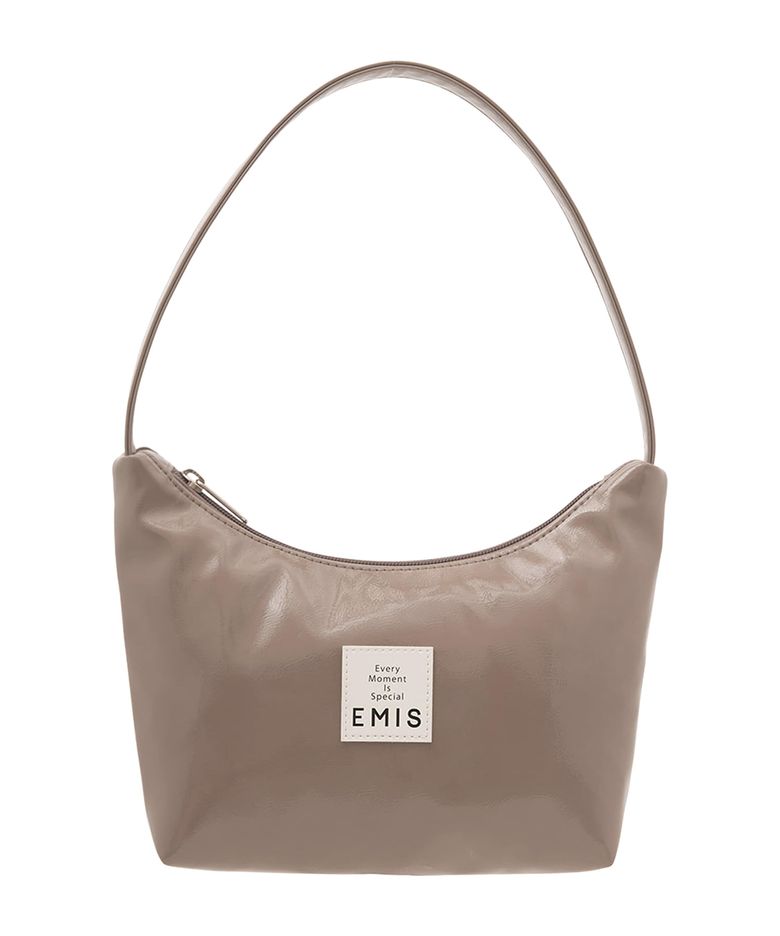 NEW ENAMEL HOBO BAG-GRAY BEIGE