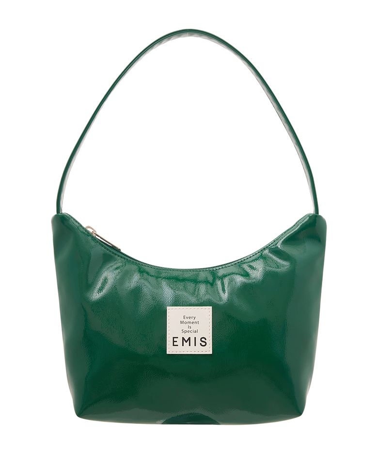 NEW ENAMEL HOBO BAG-GREEN