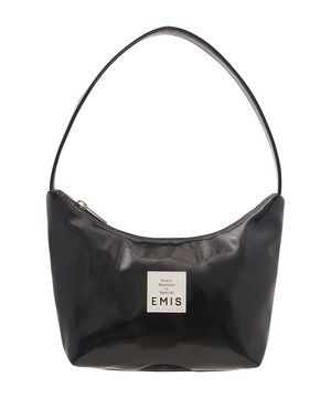 NEW ENAMEL HOBO BAG-BLACK