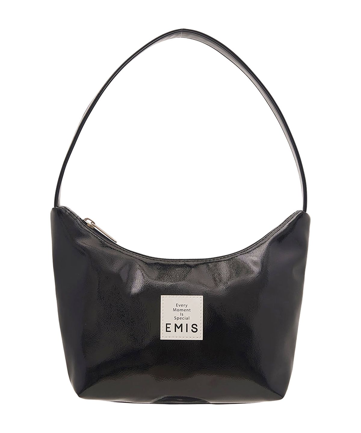 이미스(EMIS) NEW ENAMEL HOBO BAG-BLACK