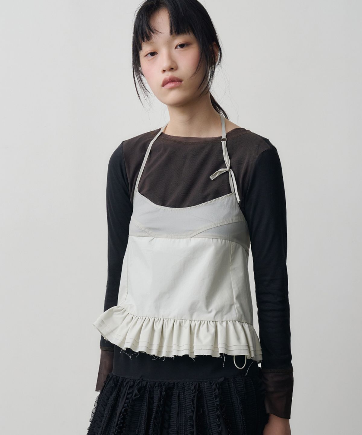 싹(SAKK) mixed fabric bustier _mist