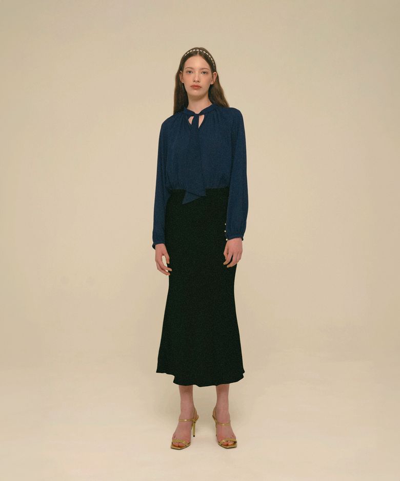 Mermaid Maxi Satin Skirt_Black