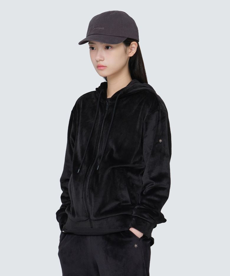 벨벳 여성 후드 집업 (S24WWFFJ75) Black