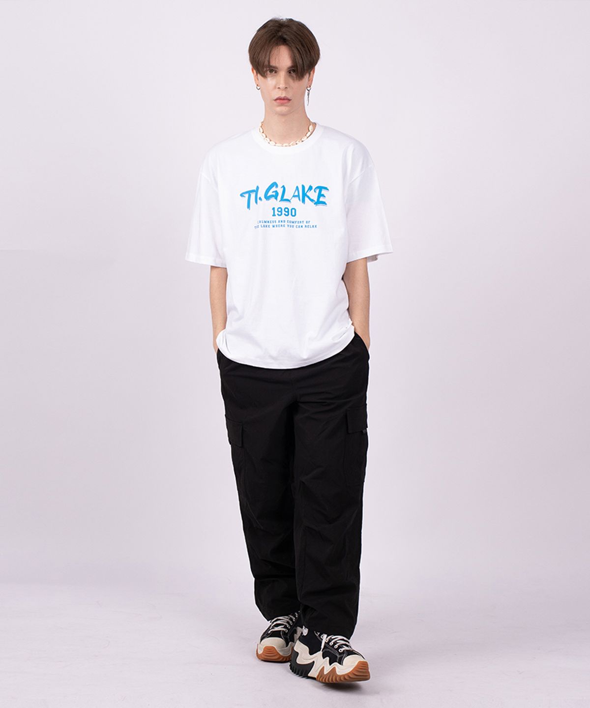티글레이크(TI.GLAKE) 티글레이크1990 오버핏 반팔티셔츠 화이트
