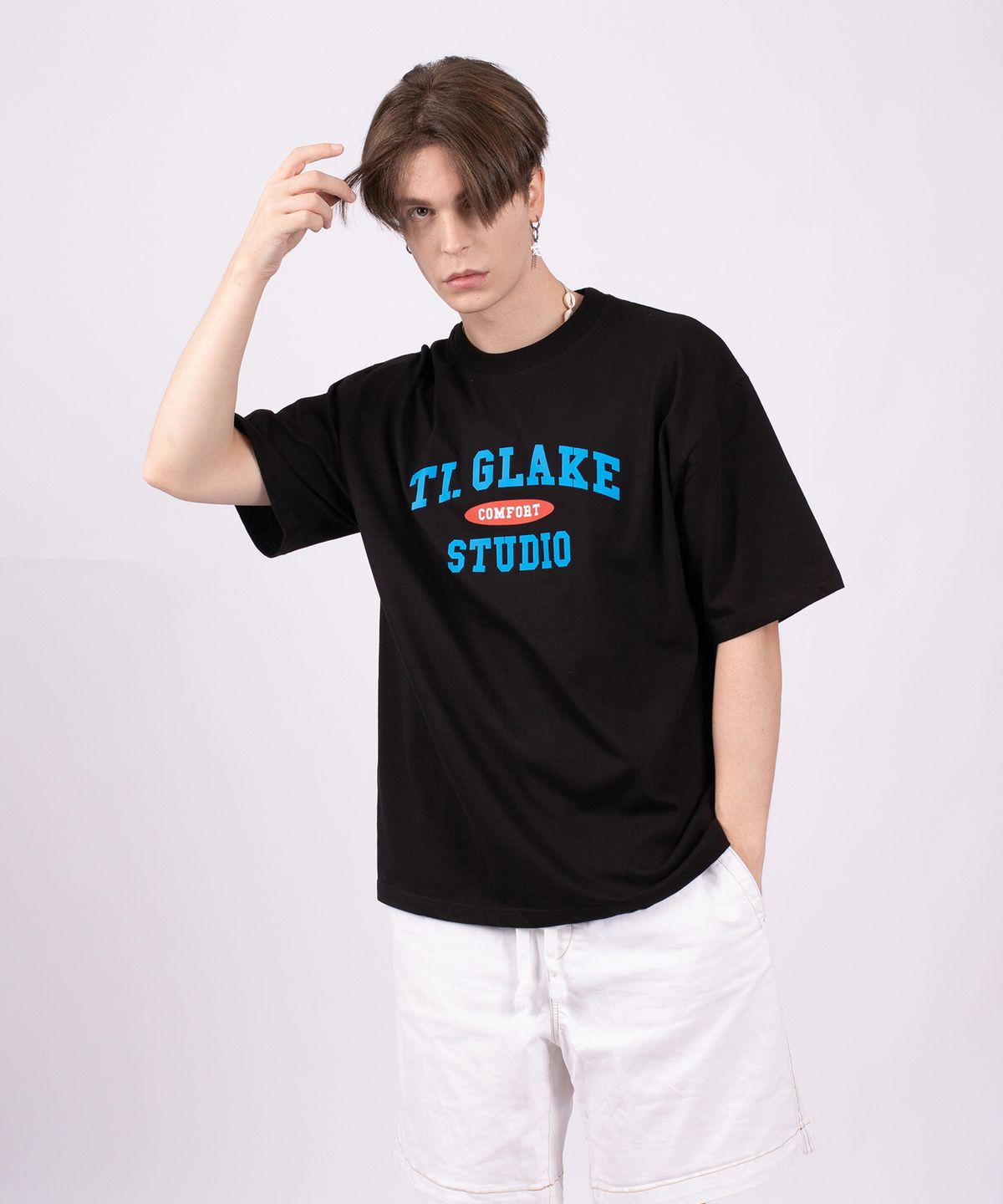 티글레이크(TI.GLAKE) 컴포트 오버핏 반팔티셔츠 네이비