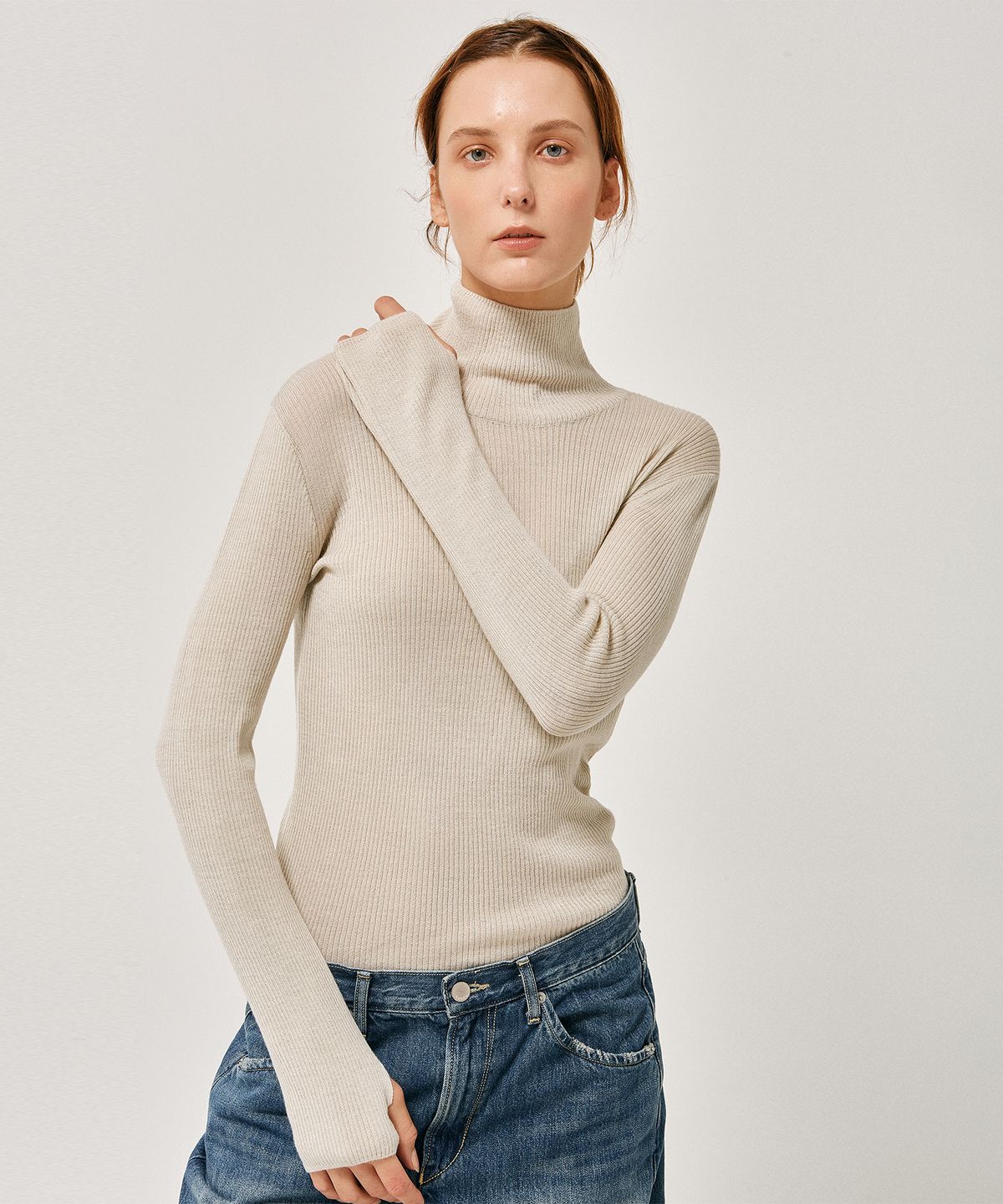 라벨아카이브(LABELARCHIVE) W Irene soft touch turtleneck sea salt