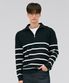 남성 스트라이프 반집업 스웨터-네이비