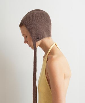 KNIT BONNET - MELANGE BROWN