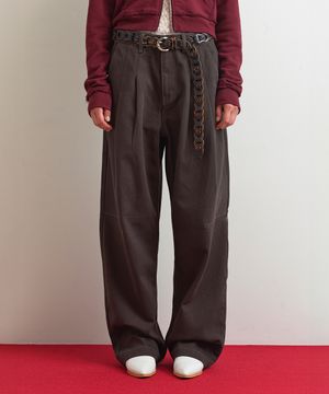 TWO-TUCK WIDE DENIM PANTS - CHARCOAL