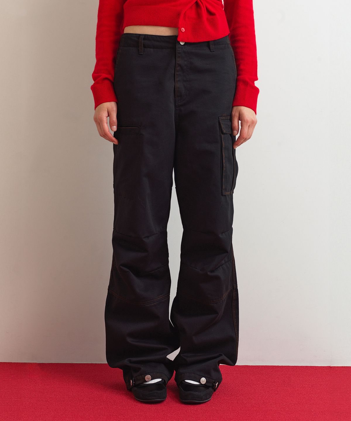 아옵트(AOPT) CARGO DENIM PANTS - BLACK