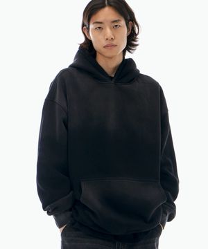 더스트 워싱 후드티 더티블랙