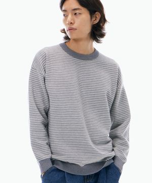 링거 스트라이프 니트 그레이