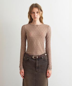 LACE SEE THROUGH TOP - MOCHA