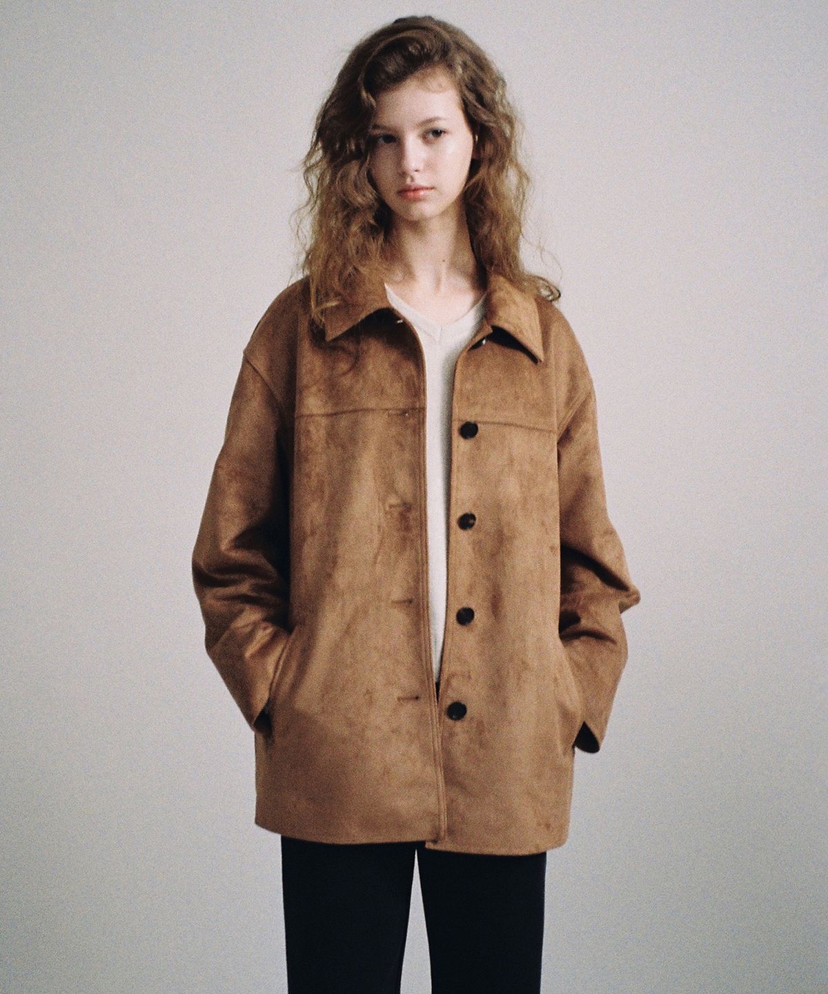 앤니즈(ANDNEEDS) Mila suede half jacket (brown)
