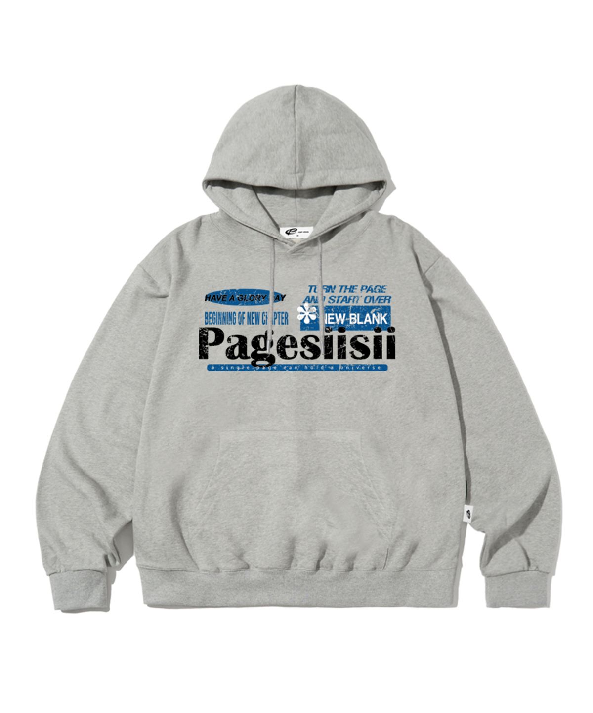 페이지시시(PAGESIISII) 빈티지 블랭크 프린트 후드티 그레이