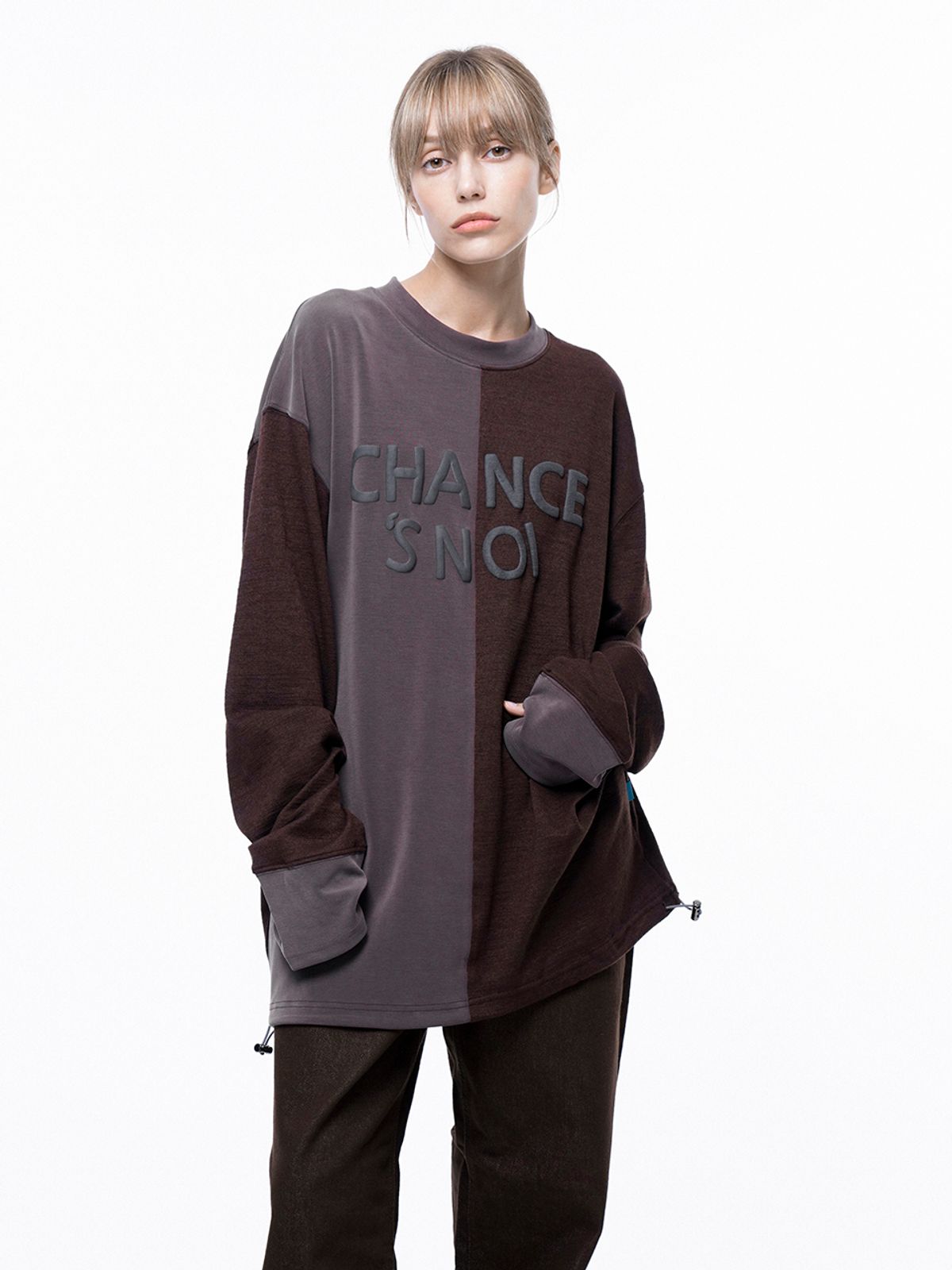 챈세스노이(CHANCE'S NOI) Snoi Reverse Slev Crew-neck Sweat - Brown /M243MT01BRW
