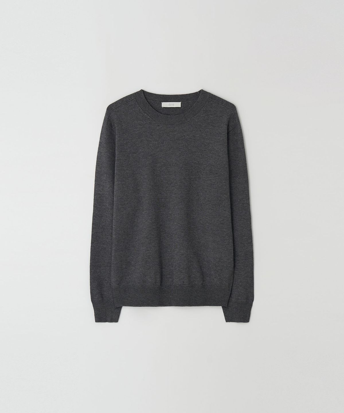 이지오(EZIO) Wholegarment Cashlike Round Knit_Charcoal