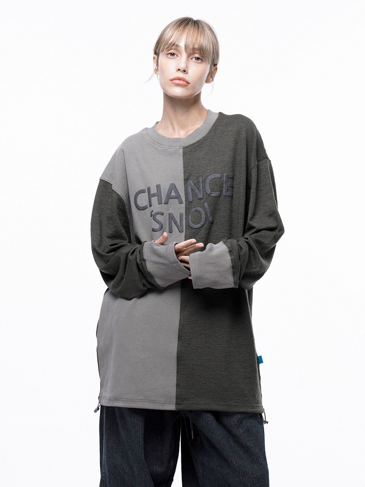 챈세스노이(CHANCE'S NOI) Snoi Reverse Rib Crew Neck Sweat - Khaki Beige /M243MT02BEW