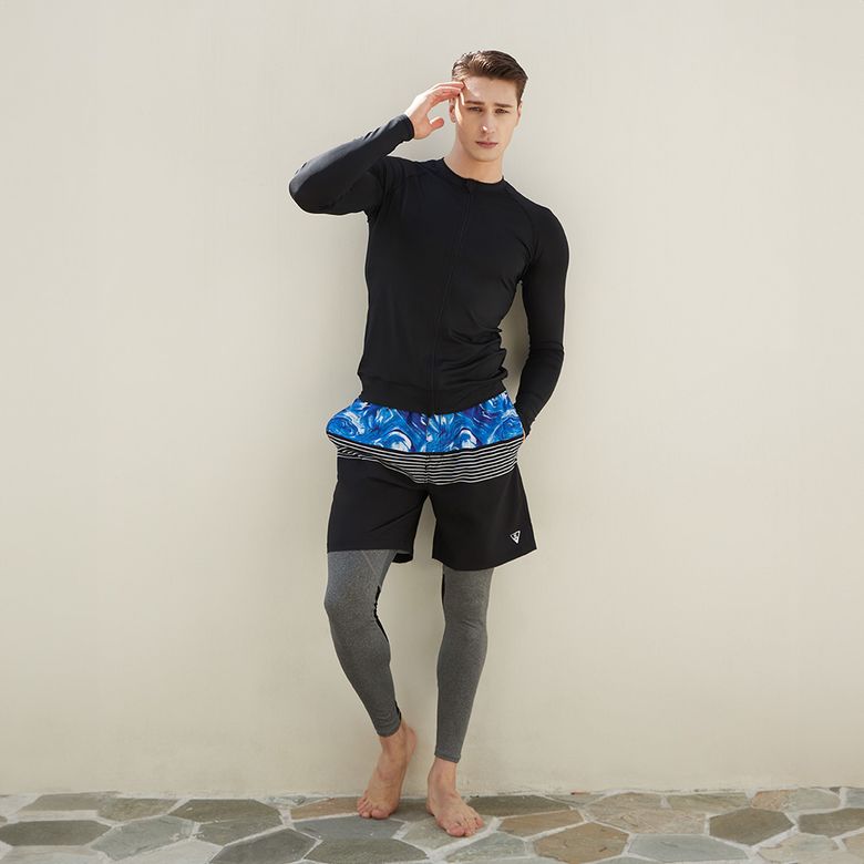 남성인 집업래쉬가드 팬츠 레깅스 3종세트 체형커버 빅사이즈 BEM-T001K