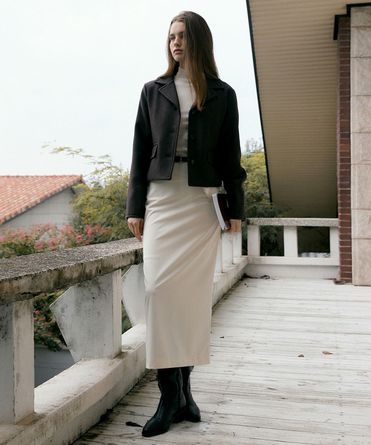리올그(REORG) RIE CLASSIC SHORT WOOL COAT COCOA