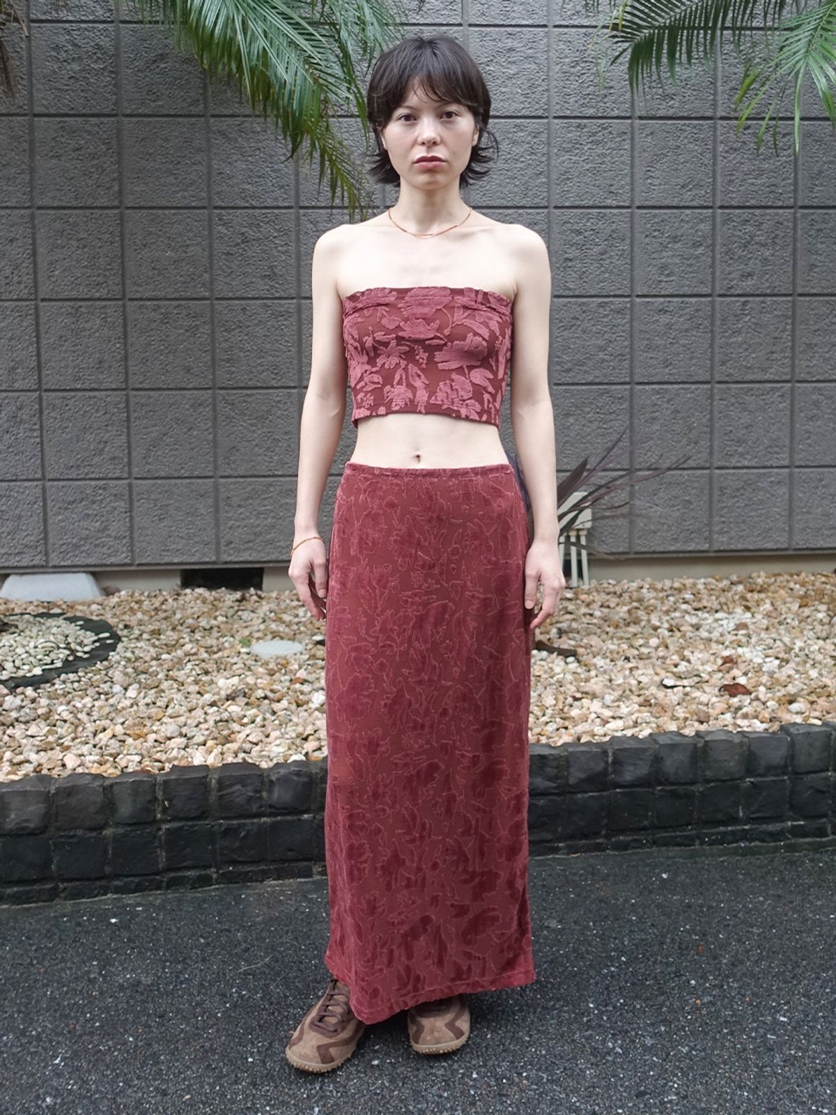 누아누(NUUANU) Hove Long Skirt_Wine