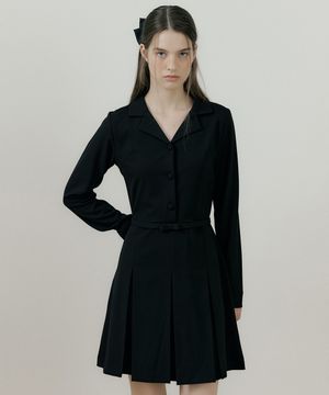 RIE COLLAR PLEATS MINI OPS BLACK