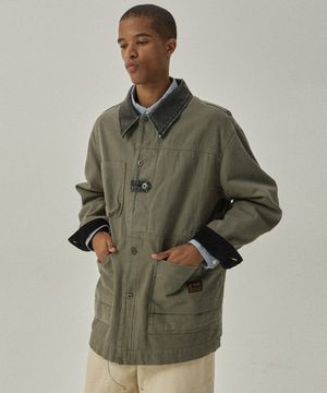 헌터 5505 배색 오버핏 카키 초어재킷