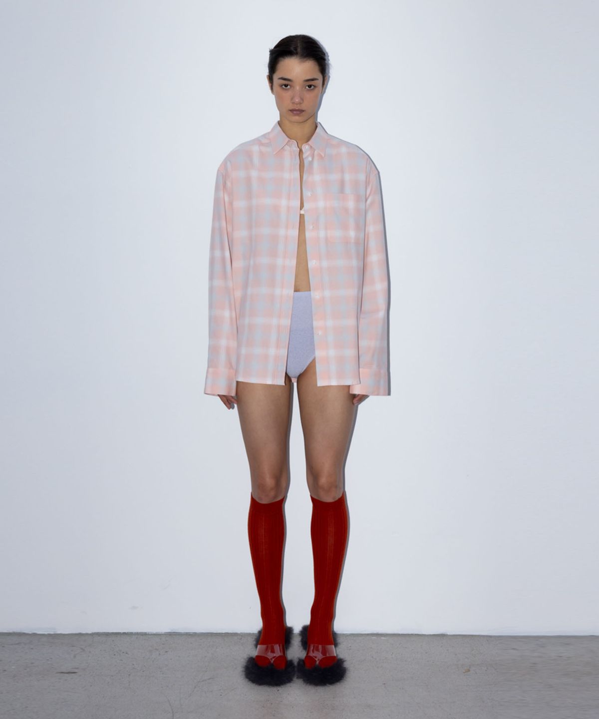 수수무(SUSUMU) TAIJI SHIRT - salmon check