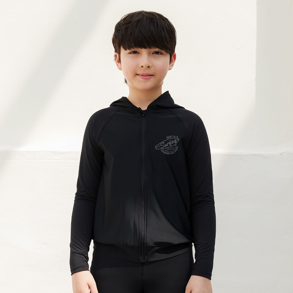 베이직엘르(BASIC ELLE) 남아동 블랙 후드 집업 래쉬가드 BEB-X705K