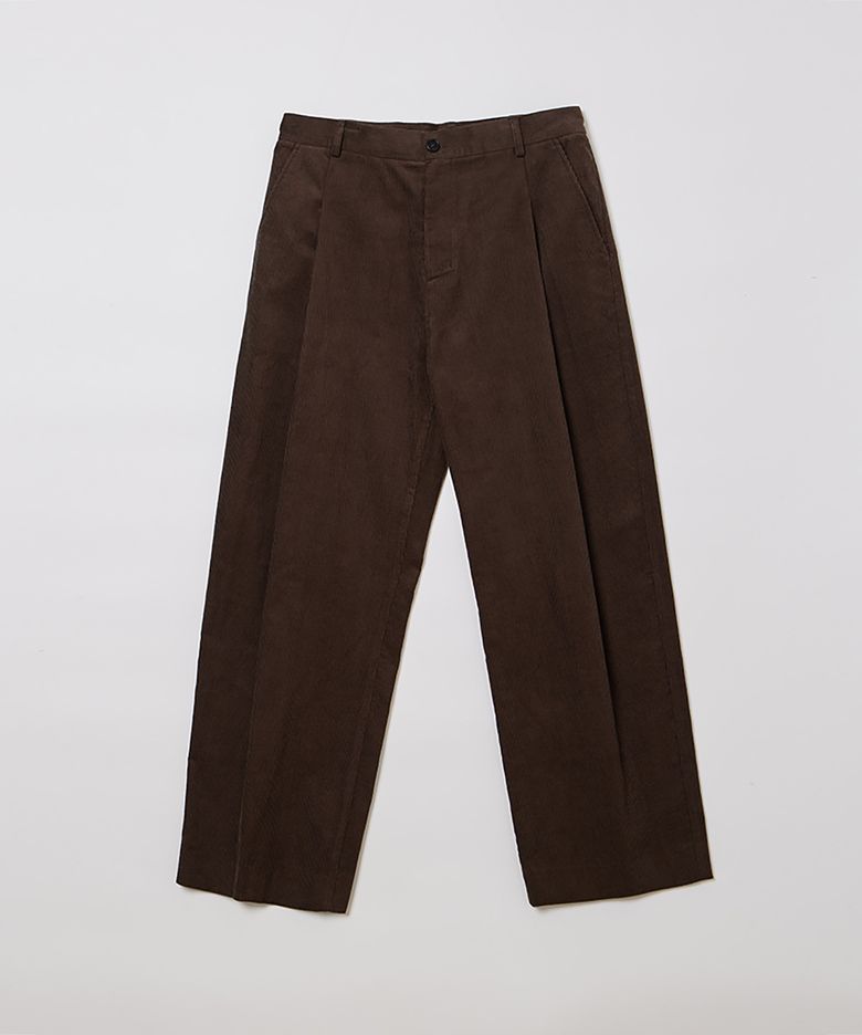 MAN ONE TUCK CORDUROY PANTS CHOCO BROWN