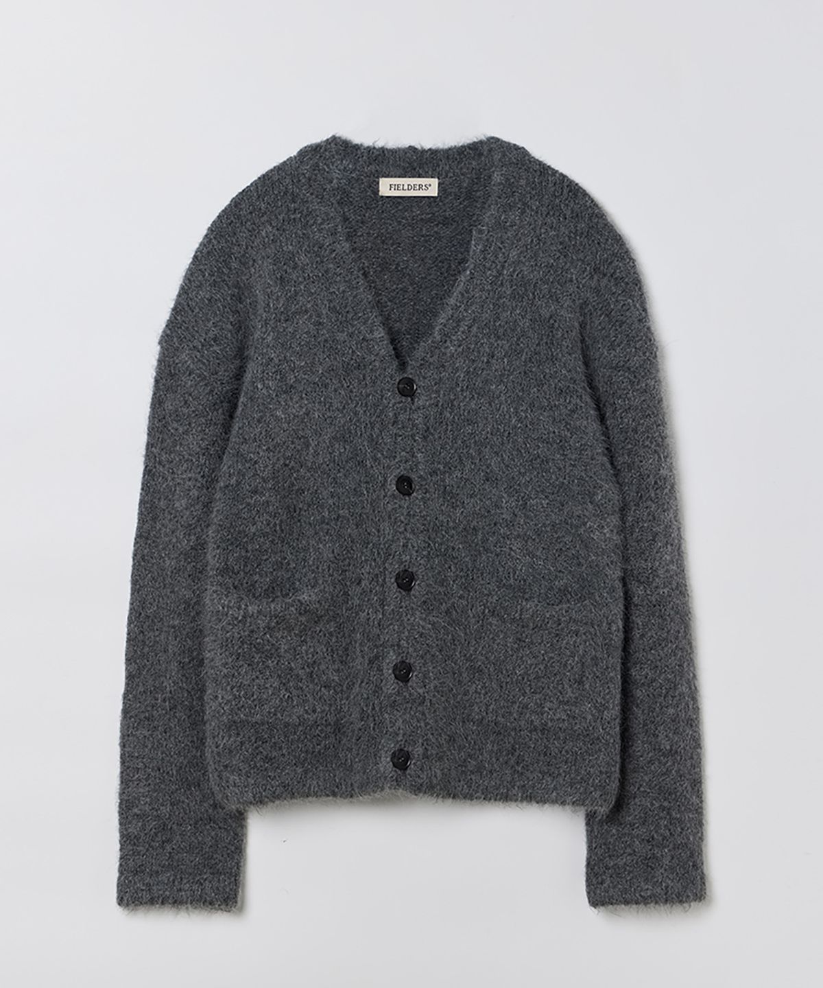 필더스(FIELDERS) ALPACA HAIRY CARDIGAN DEEP CHARCOAL