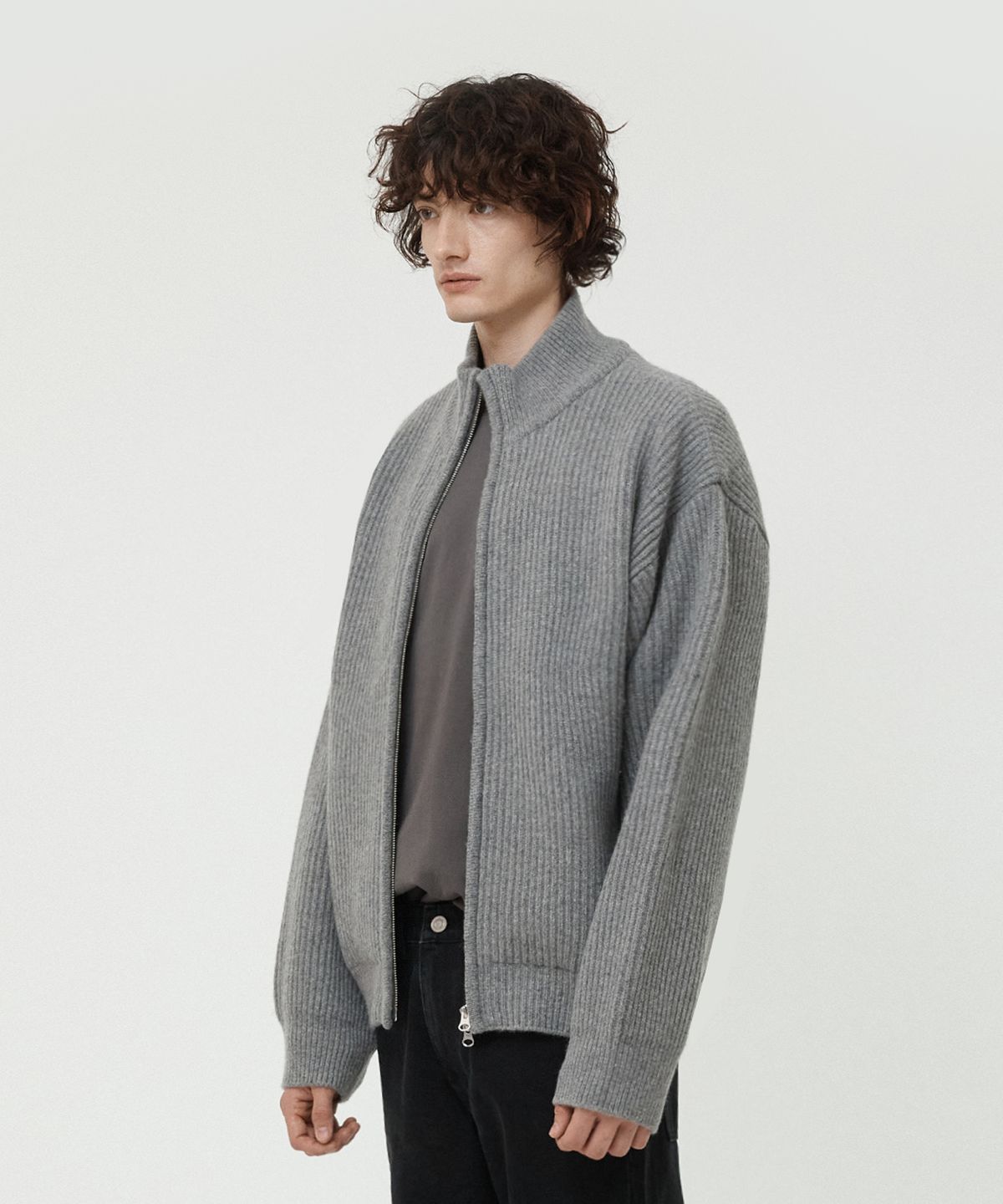 필더스(FIELDERS) FULL KNIT ZIP UP GRAY