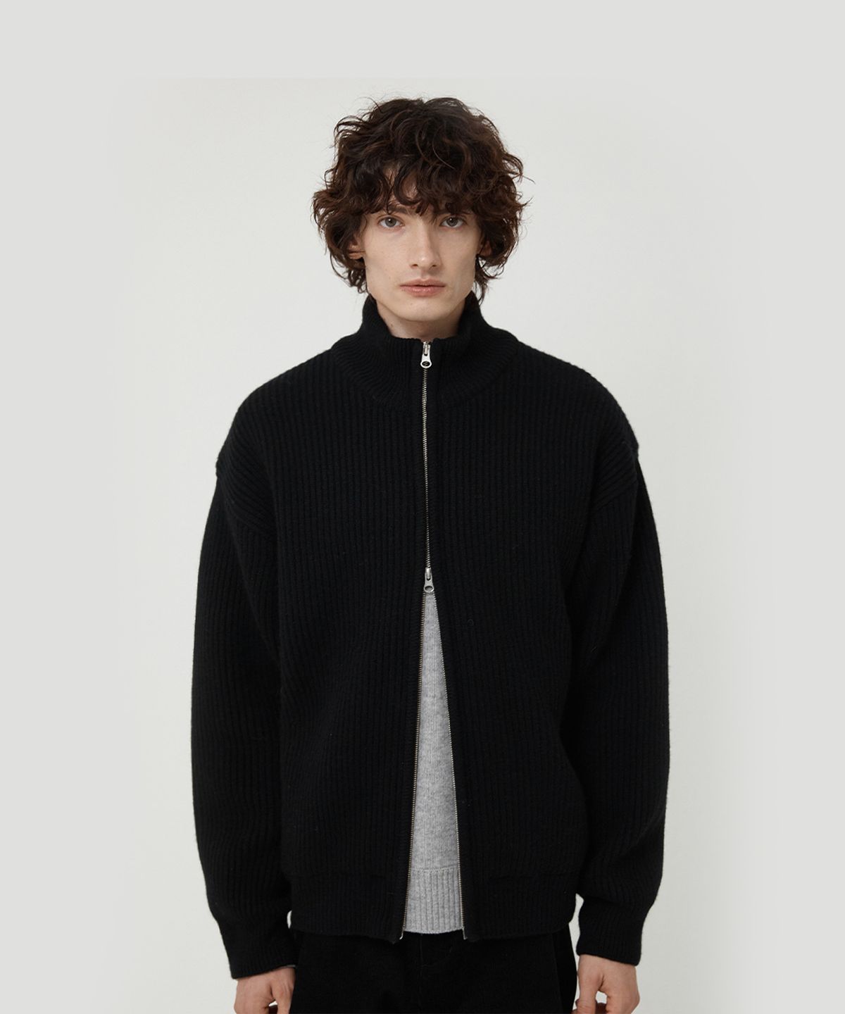필더스(FIELDERS) FULL KNIT ZIP UP BLACK