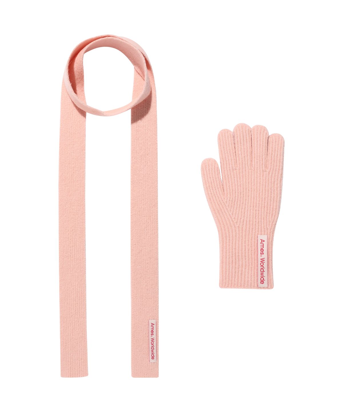 아메스 월드와이드(AMES-WORLDWIDE) HAIRY KNIT GLOVES & MUFFLER SET PINK