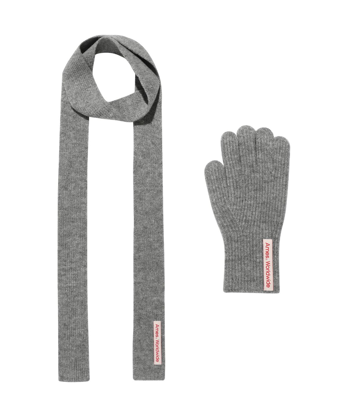 아메스 월드와이드(AMES-WORLDWIDE) HAIRY KNIT GLOVES & MUFFLER SET GREY
