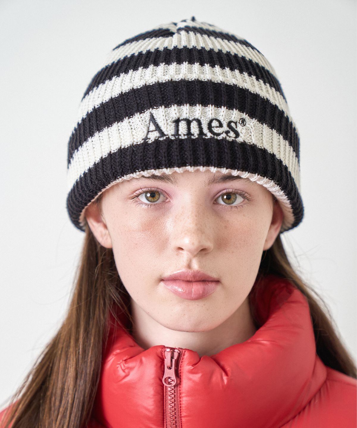 아메스 월드와이드(AMES-WORLDWIDE) STRIPE KNIT BEANIE IVORY