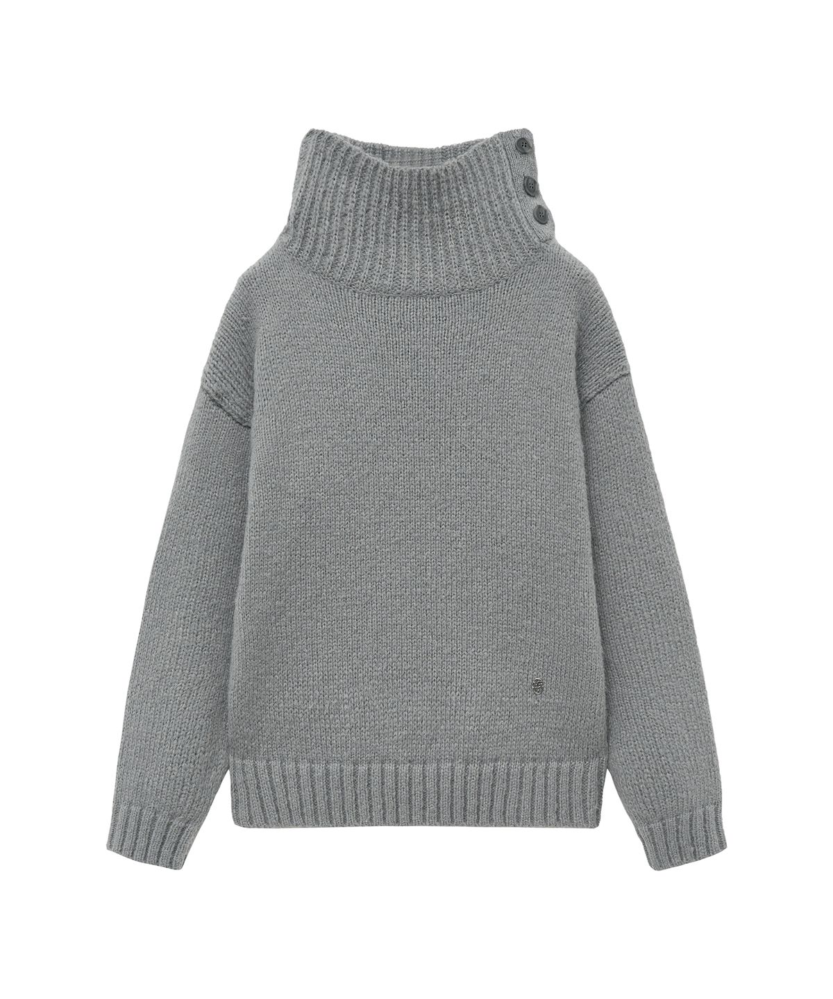 마리떼 프랑소와 저버(MARITHÉ + FRANҪOIS GIRBAUD) BUTTONED PLACKET TURTLENECK SWEATER gray