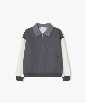 [24FW] LKW41452 그레이 스타디움 하프집업 티셔츠