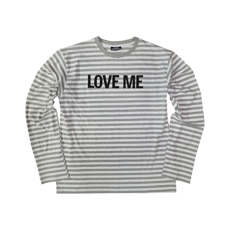 LOVE ME Stripe Long T-shirts GREY