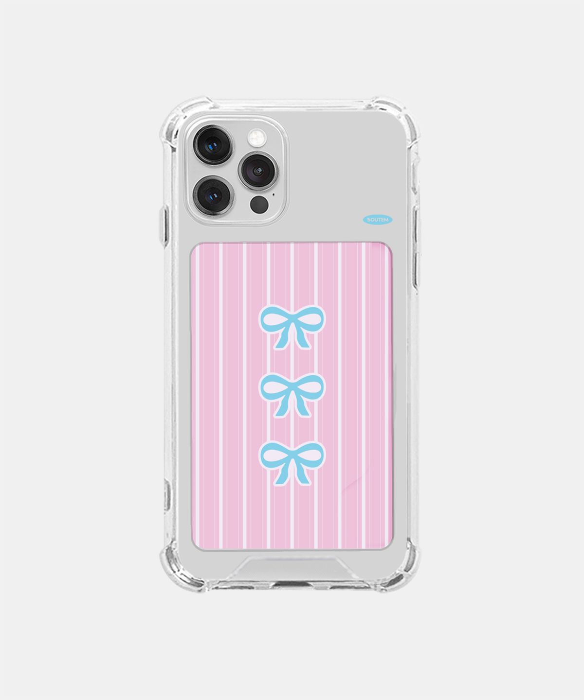 소유템(SOUTEM) Ribbon Stripe Card Phone Case_Clear