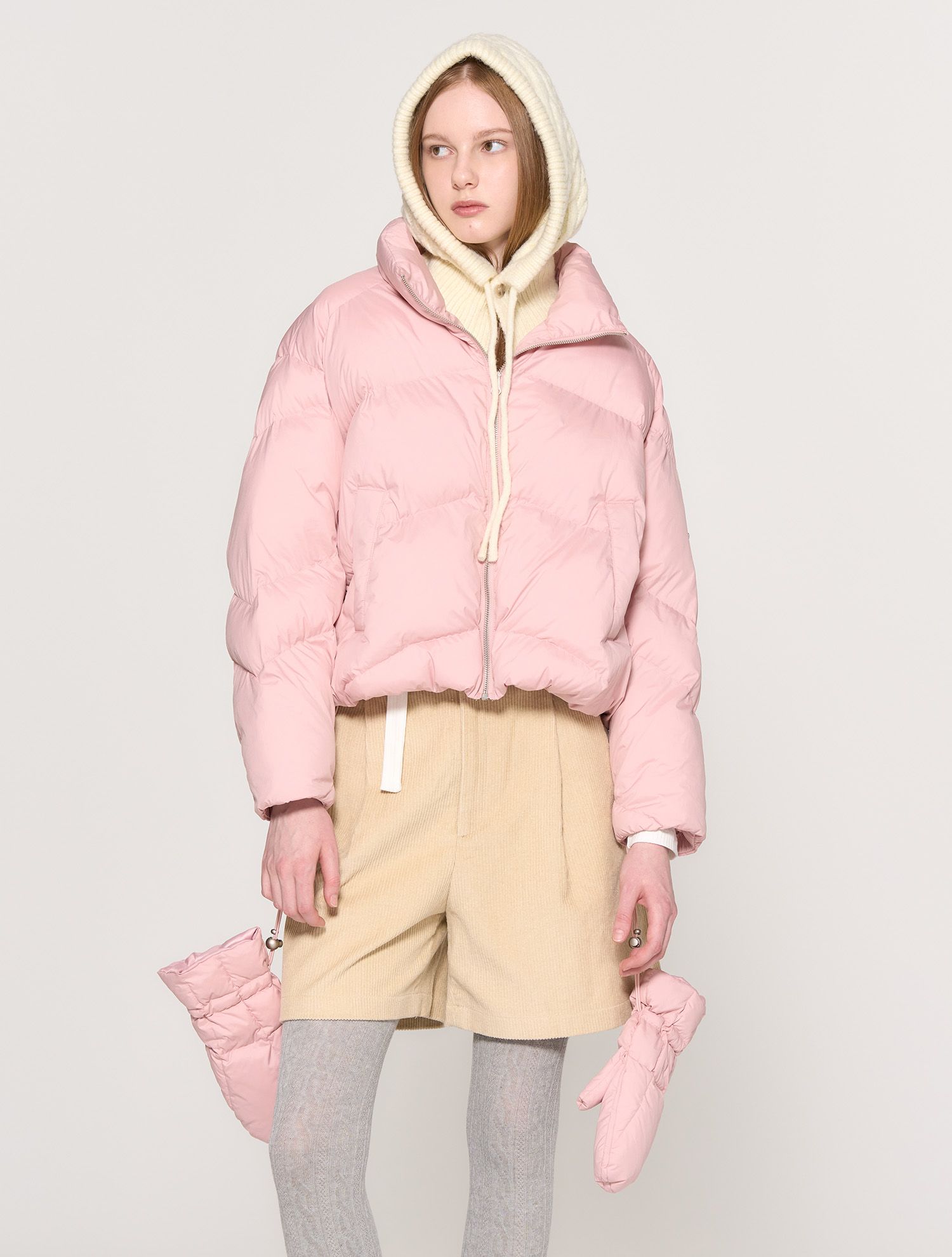 MUSINSA | GENERAL IDEA Glove Set Short Puffer [PINK