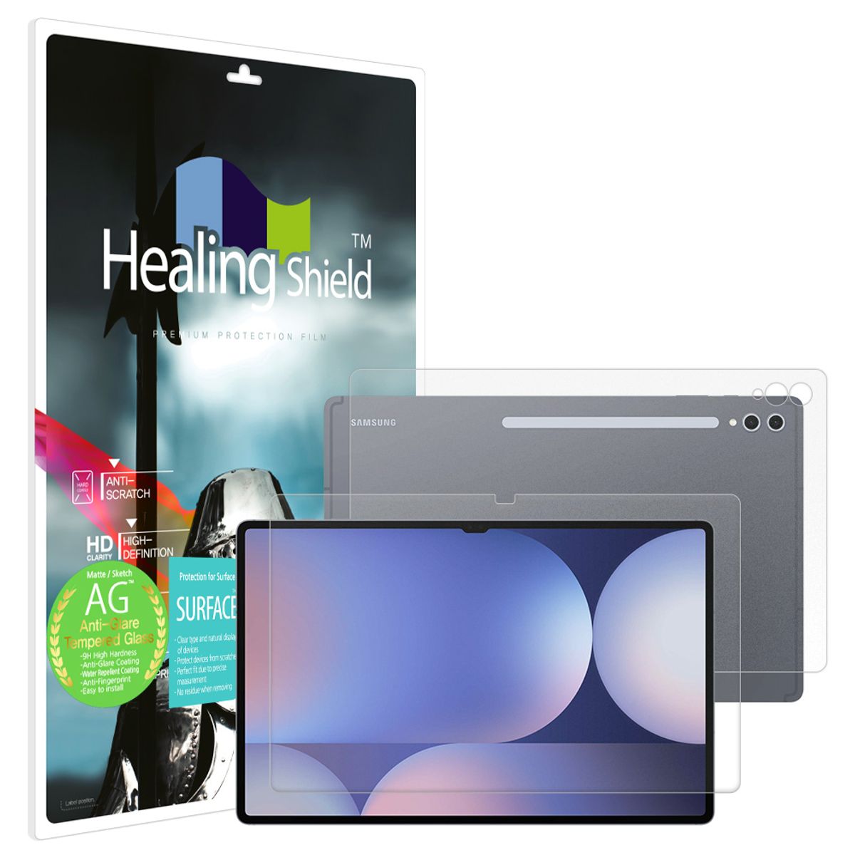힐링쉴드(HEALINGSHIELD) 갤럭시탭S10 울트라 저반사 강화유리필름1매 후면1매