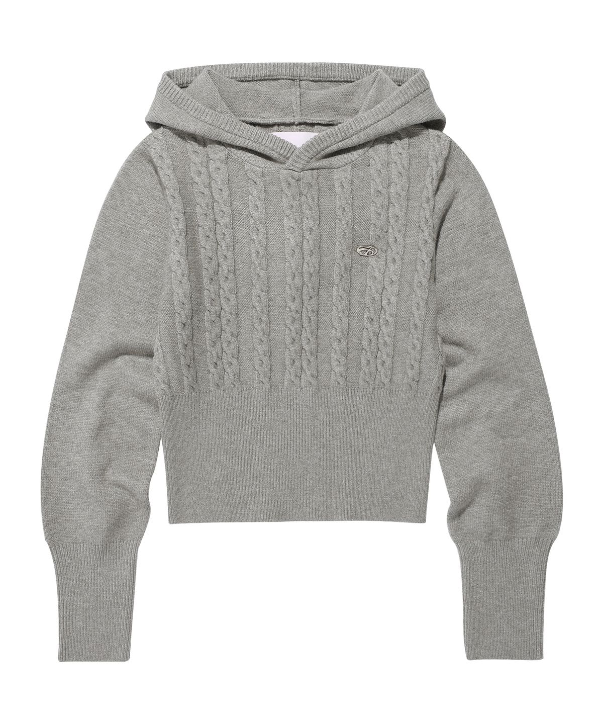 아메스 월드와이드(AMES-WORLDWIDE) CROP CABLE HOODIE KNIT GREY