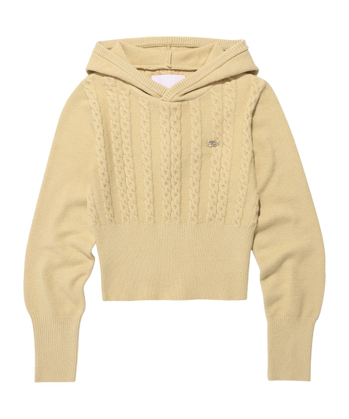 아메스 월드와이드(AMES-WORLDWIDE) CROP CABLE HOODIE KNIT CREAM