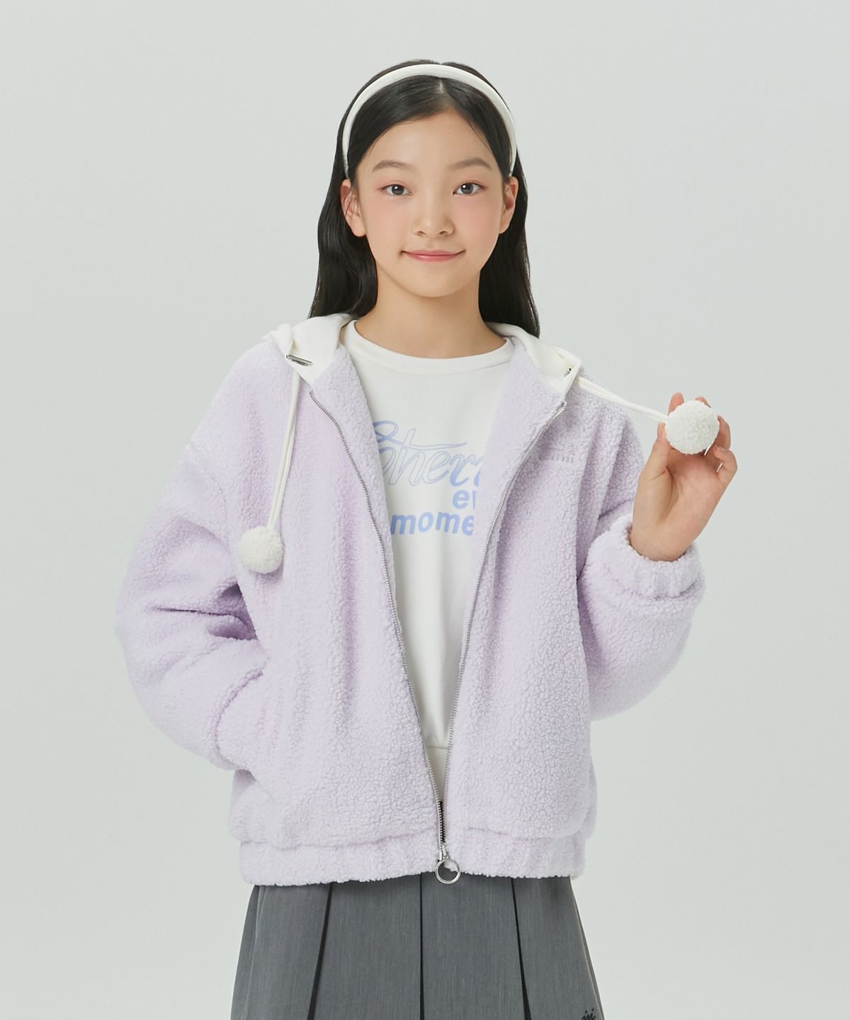 아이엠아이(IAMI) KK86171 주니어 폼폼 후드 플리스자켓