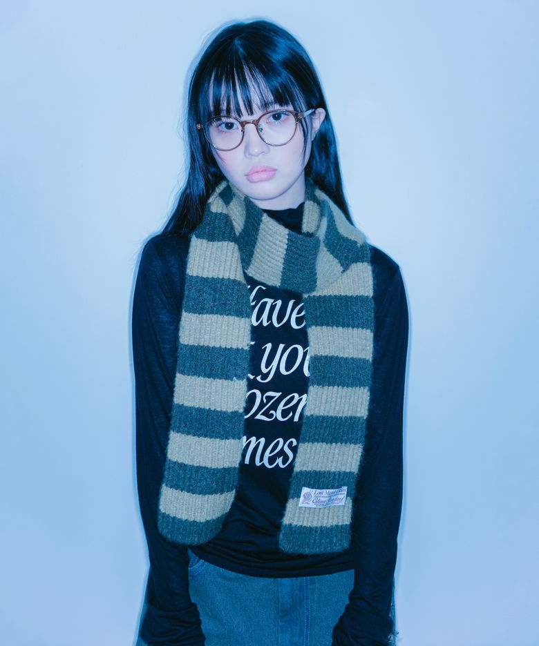 STRIPE MUFFLER olive
